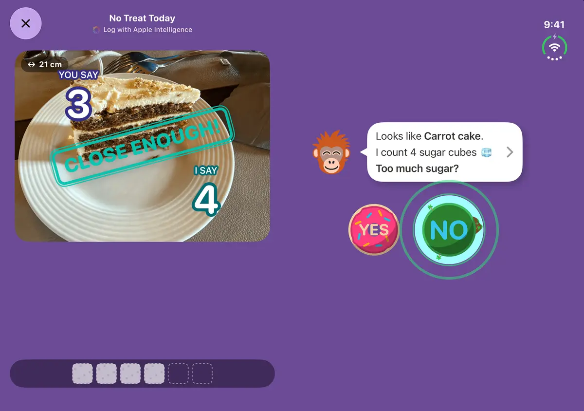 Quit Sugar: No Treat Today Meal scanning, iPhone Duo Book landscape
