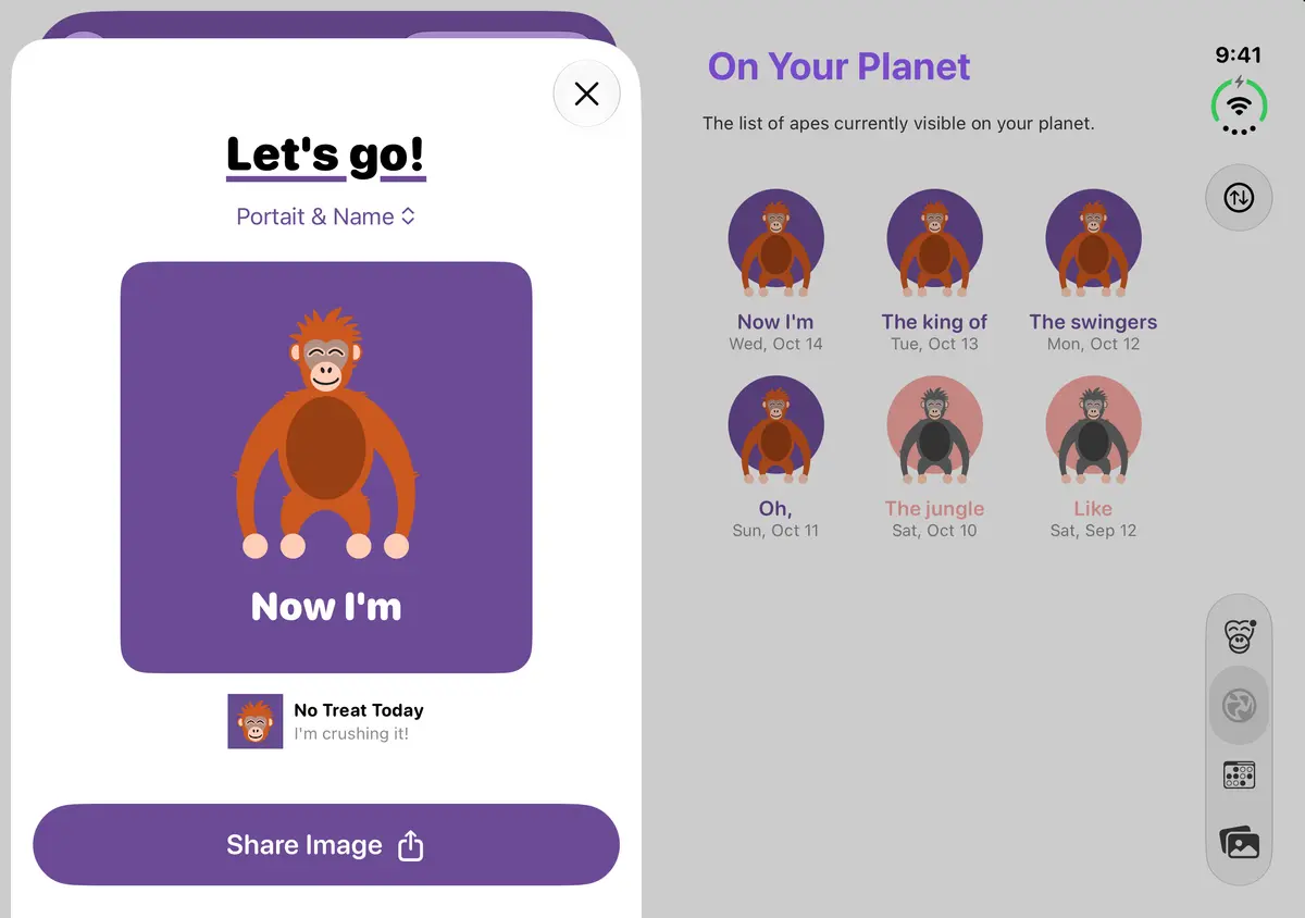 Quit Sugar: No Treat Today Share-card editor, iPhone Duo Book landscape