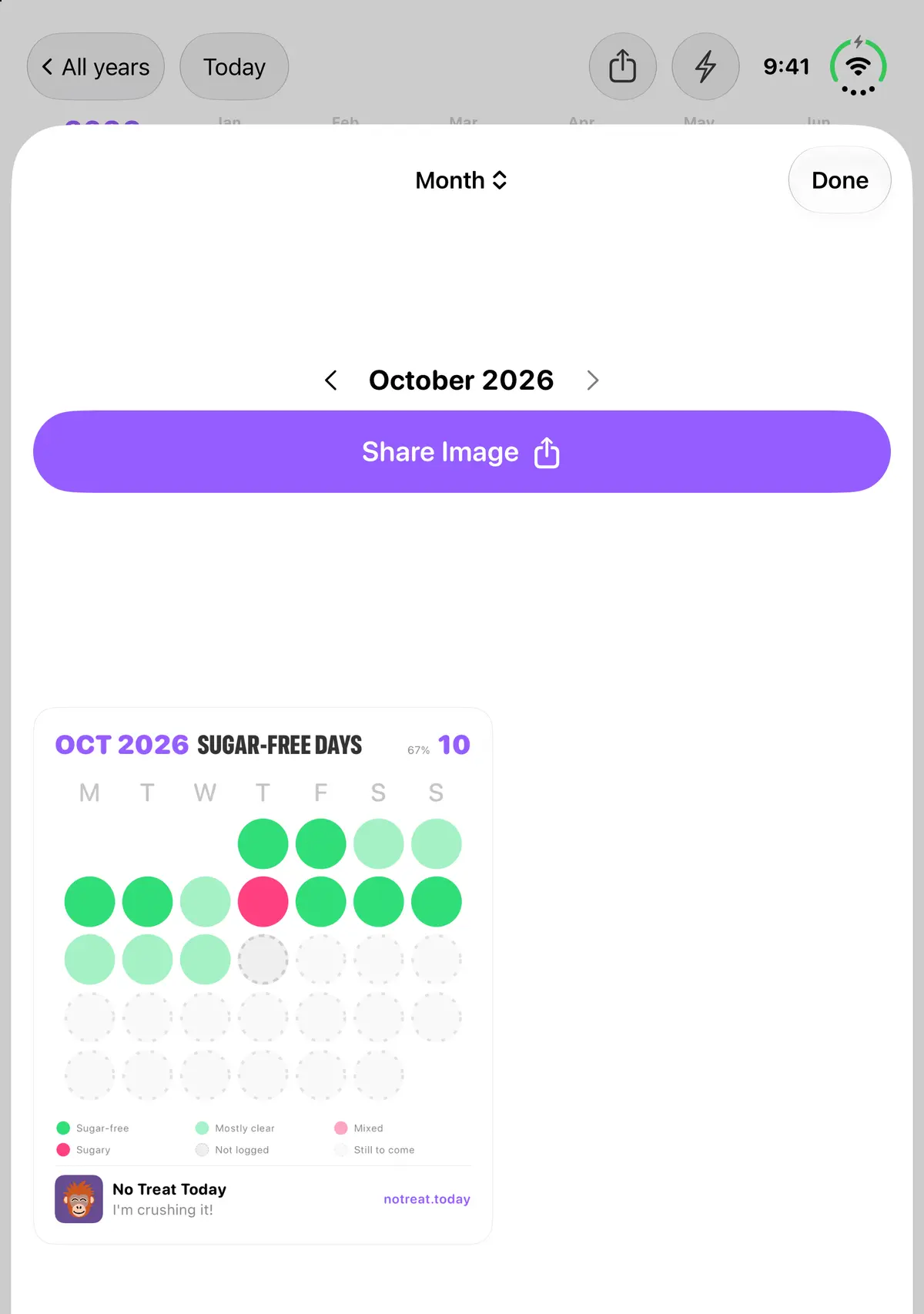 Quit Sugar: No Treat Today Year overview sheet, iPhone Duo Book portrait