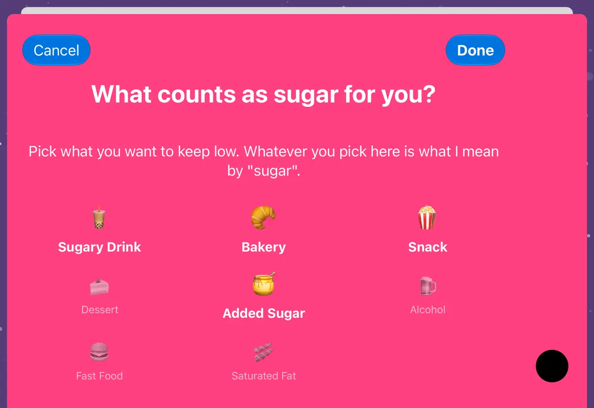 Quit Sugar: No Treat Today Diet picker, iPhone Duo Front landscape