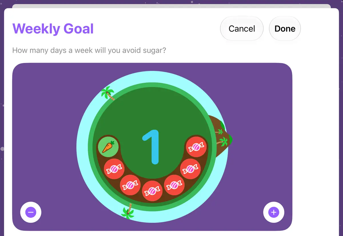 Quit Sugar: No Treat Today Weekly goal, iPhone Duo Front landscape