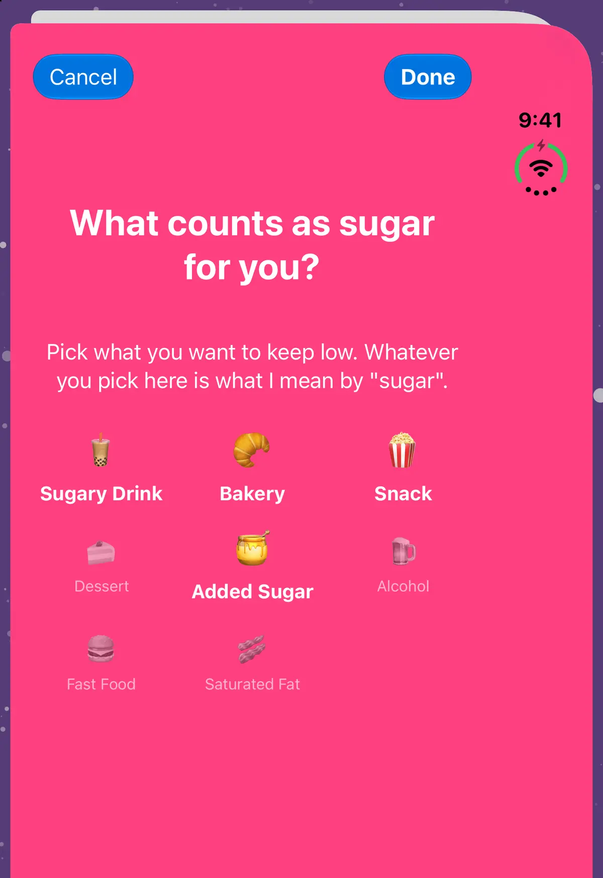 Quit Sugar: No Treat Today Diet picker, iPhone Duo Front portrait