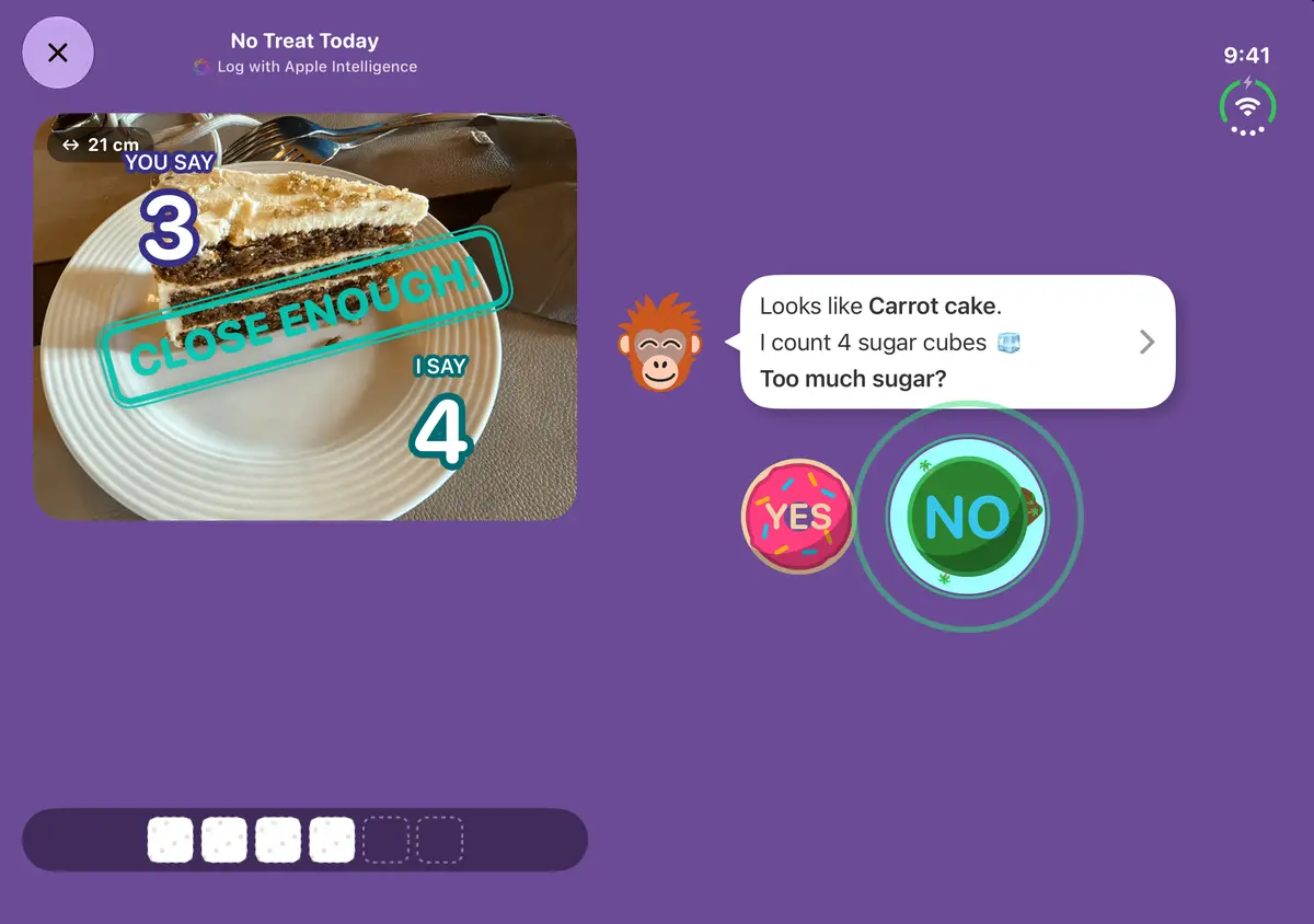 Quit Sugar: No Treat Today Meal scanning, iPhone Duo Open landscape