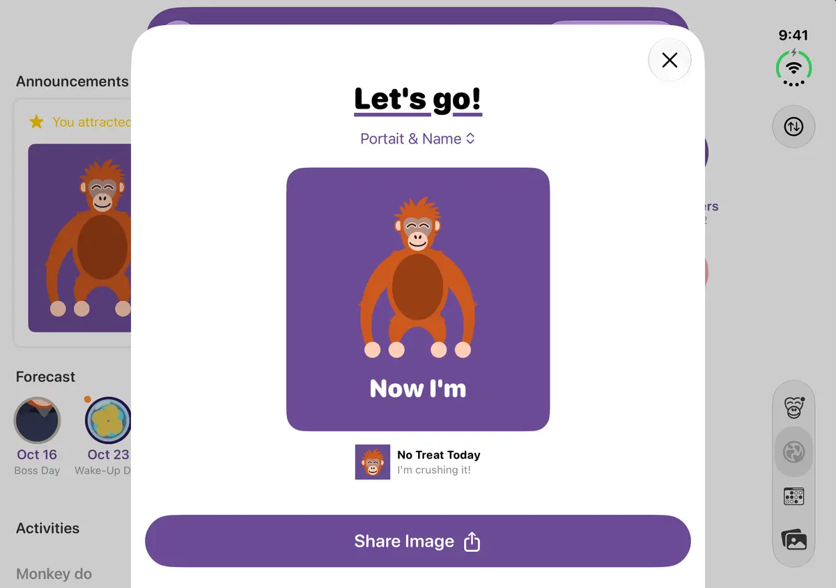 Quit Sugar: No Treat Today Share-card editor, iPhone Duo Open landscape