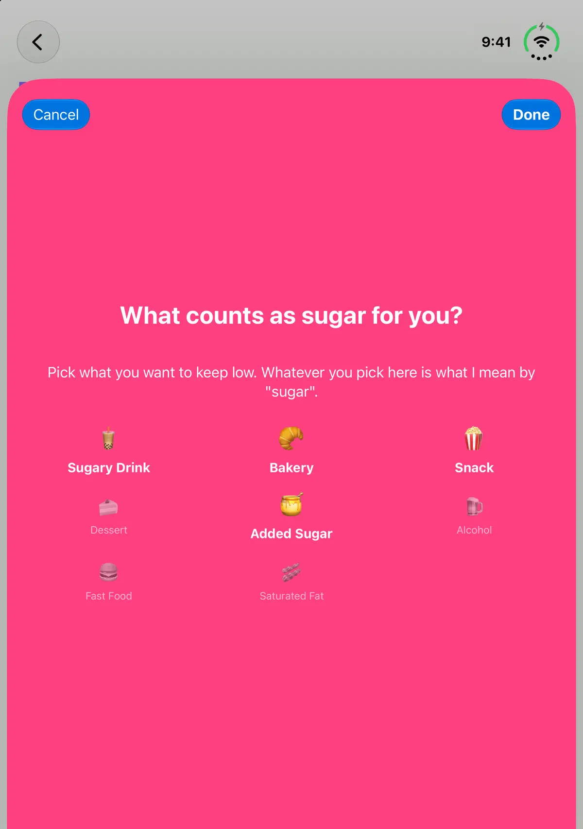 Quit Sugar: No Treat Today Diet picker, iPhone Duo Open portrait