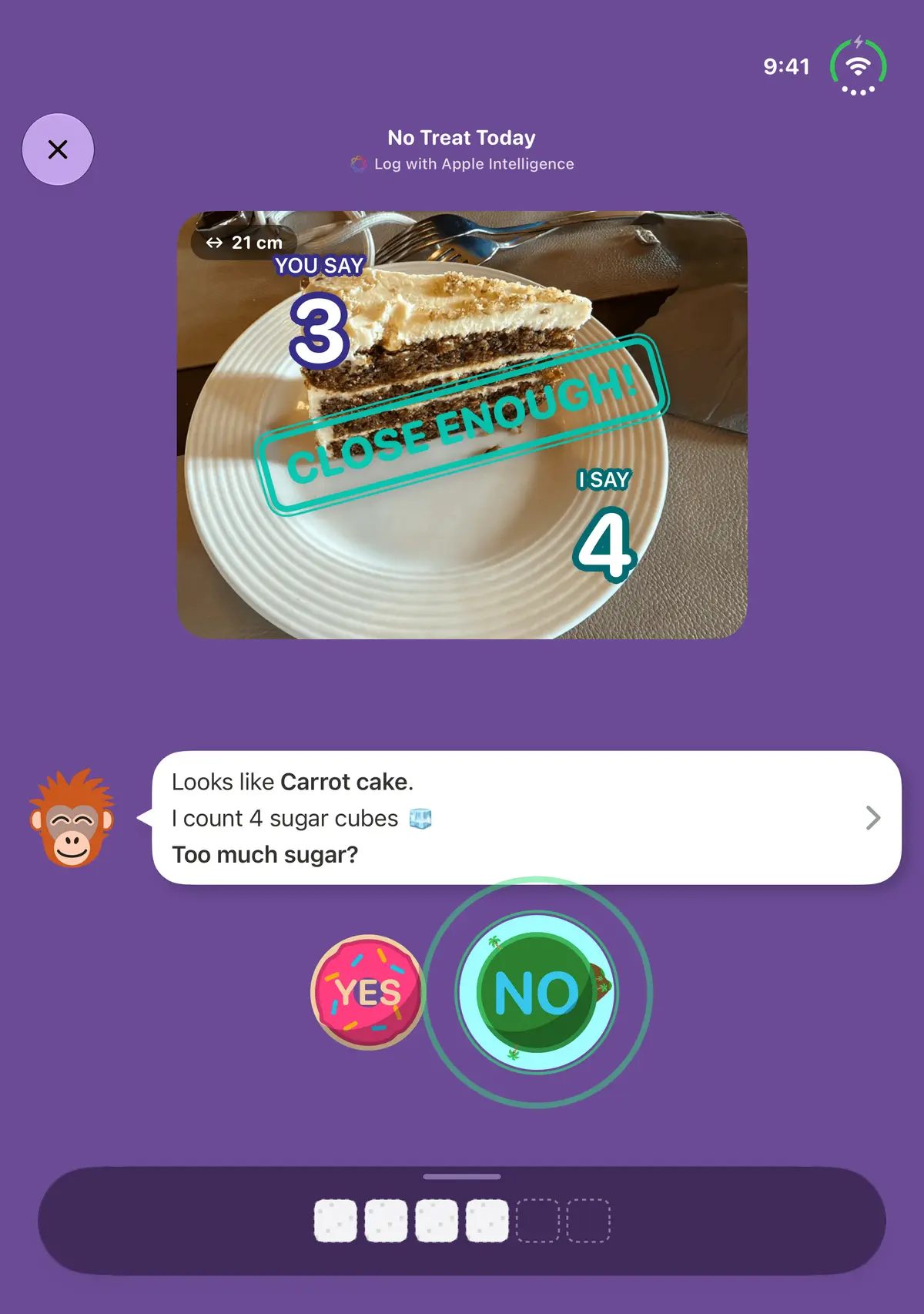 Quit Sugar: No Treat Today Meal scanning, iPhone Duo Open portrait