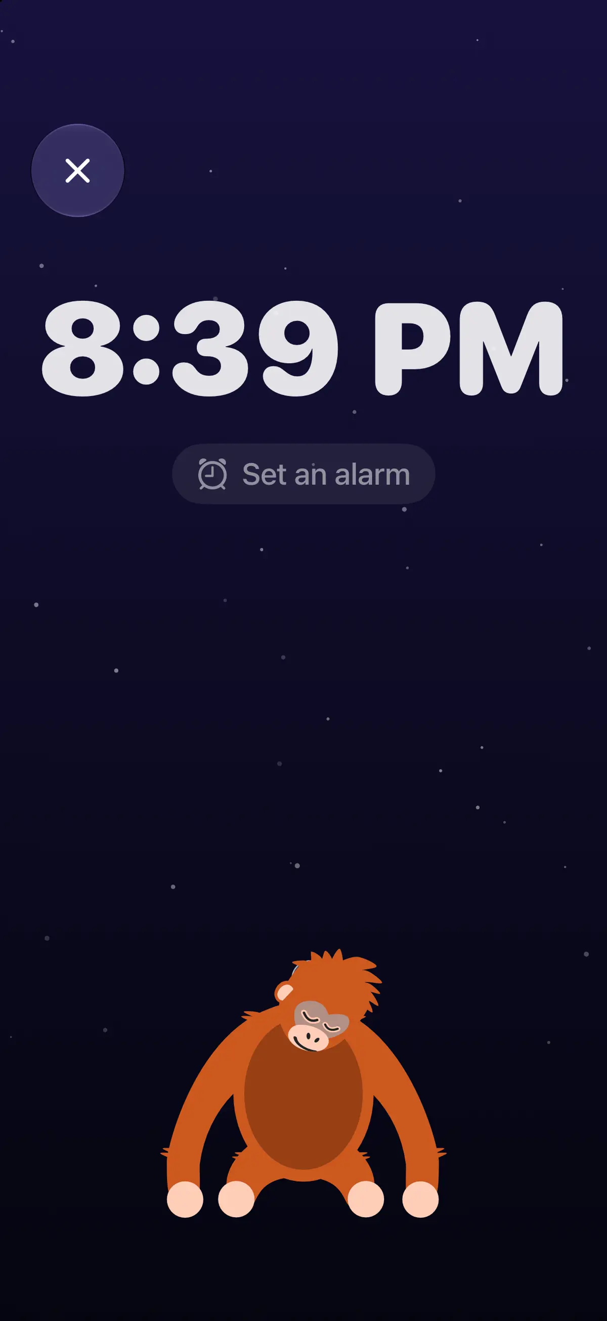 Bedside Clock: Crush asleep beneath the time, dreaming of a cupcake, with “Set an alarm”
