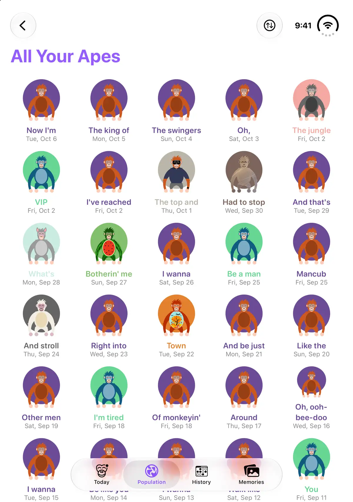 iPhone Duo, fully open: All Your Apes, the population grid