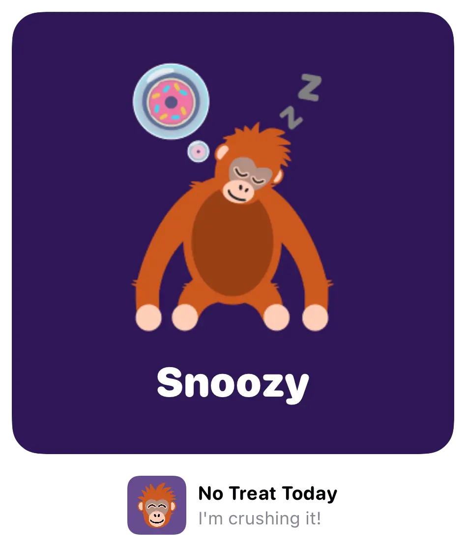 No Treat Today share card — portrait and name, as the app exports it